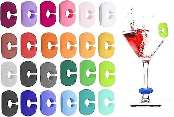 Silicone markers in 24 colors, wine glass markers, reusable wine glass markers for all kinds of cups, decorative items, silicone