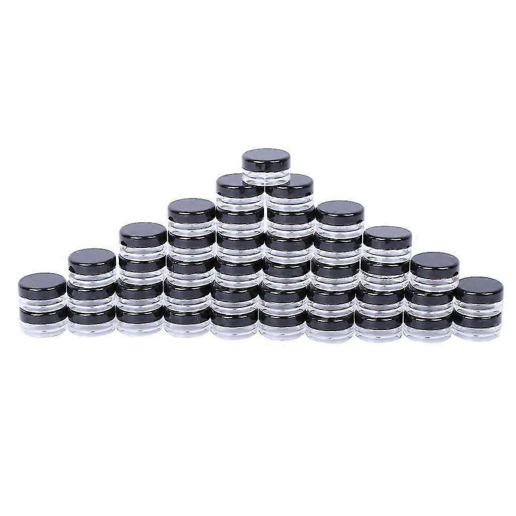 50PCS 5g Empty Plastic Containers with Black Lids, Tiny Makeup Sample Containers, Small Pot Jars Clear Round