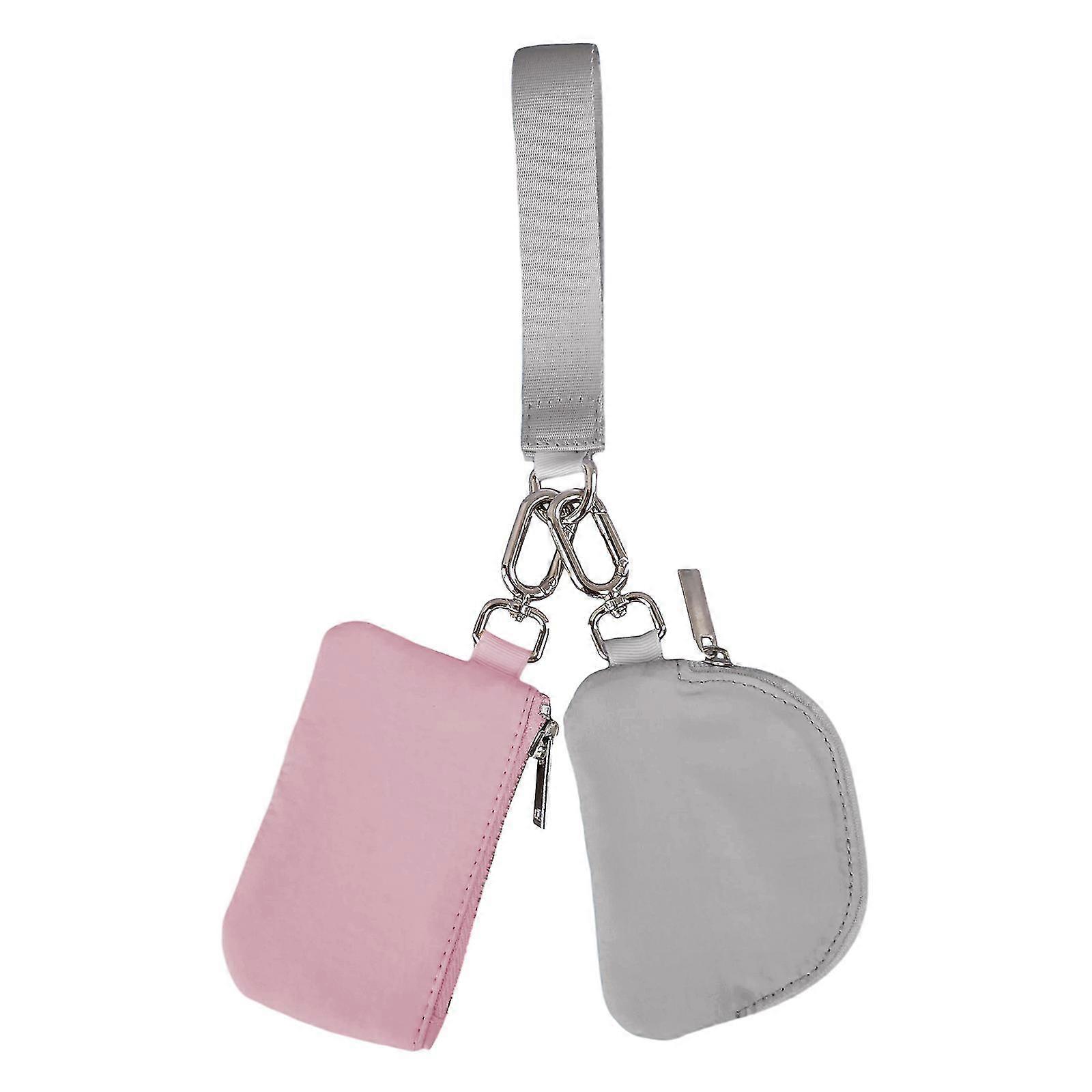 ポータブル取り外し可能デュアルポーチリストレット小さなキーチェーンウォレットコインケースハンドバッグ旅行用、100%新品