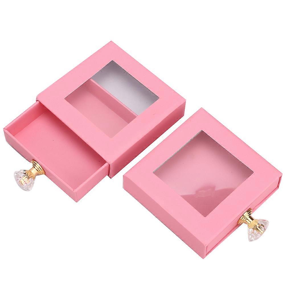 2pcs False Eyelashes Storage Case Quadrate Window False Eye Lashes Drawer Storage BoxPink