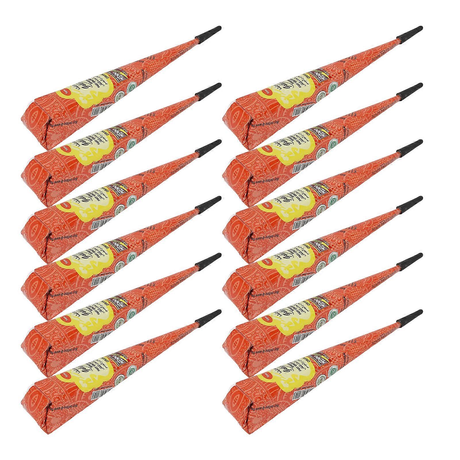 12pcs Drawing Tattoo Paste 10.6oz Sweat Proof Fast Coloring Tattoo Paste Cone Orange