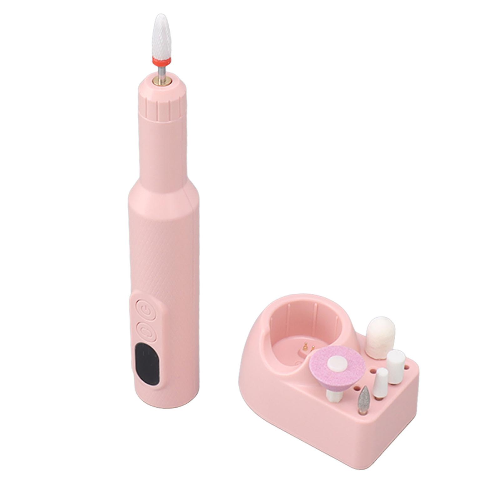 Electric Nail Drill Machine 18000RPM Dual Charging Dock LED Display 3 Levels Adjustable Manicure Pedicure Polishing Set Pink