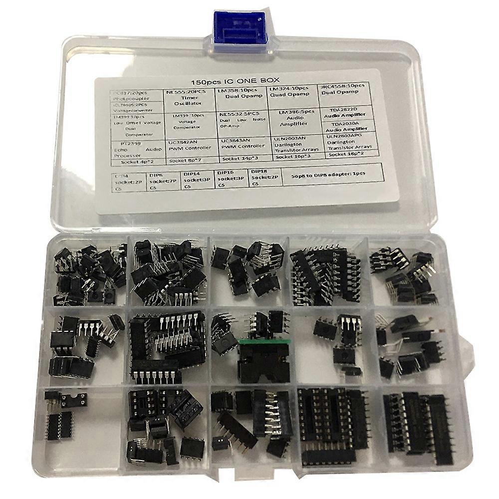 IC Chip Assortment 150Pcs,Opamp,Oscillator,Pwm,PC817,NE555,LM358,LM324, JRC4558,LM393,LM339,NE5532
