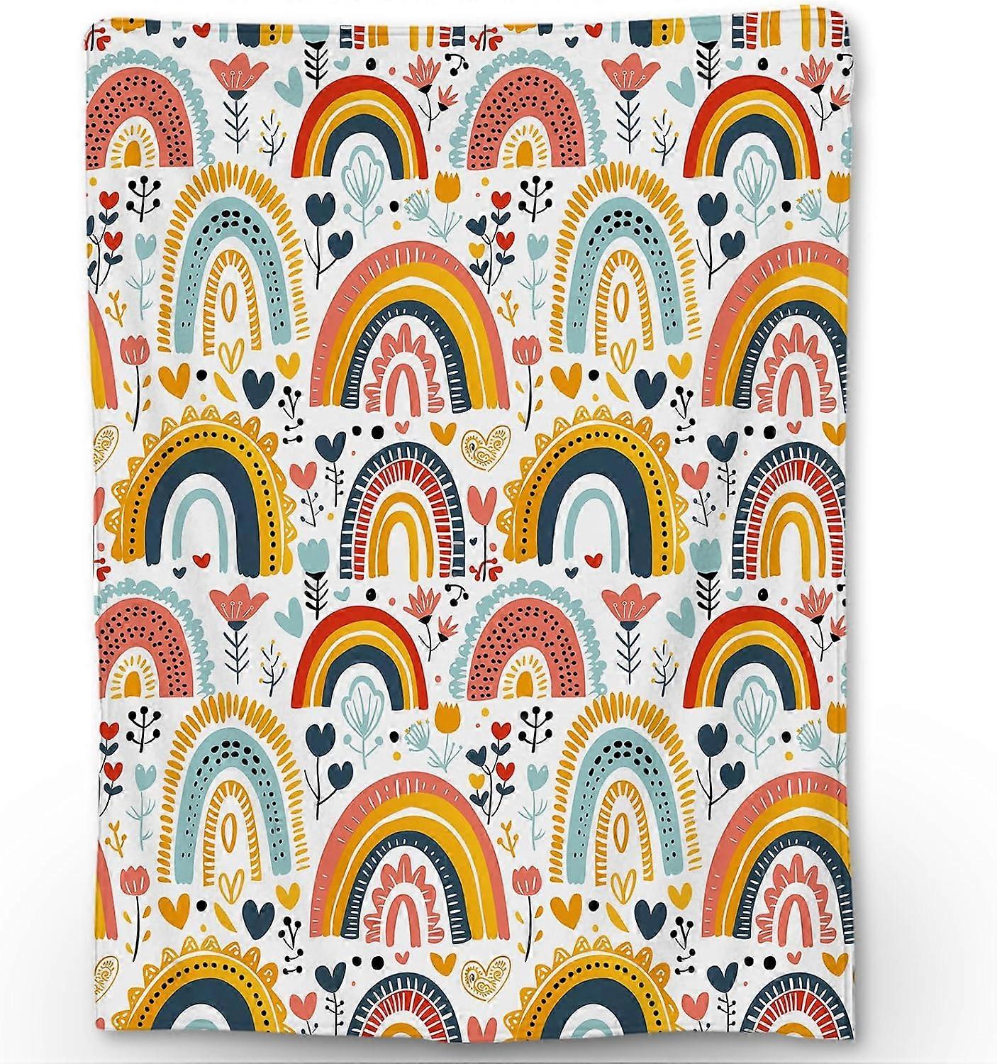 بطانية قوس قزح لطيفة ، بطانية رمي الفانيلا الناعمة للأريكة ، والسرير ، والسفر ، وغرفة المعيشة والديكور المنزلي ، والبطانيات الملونة الدافئة الدافئة الخفيفة للغفلة