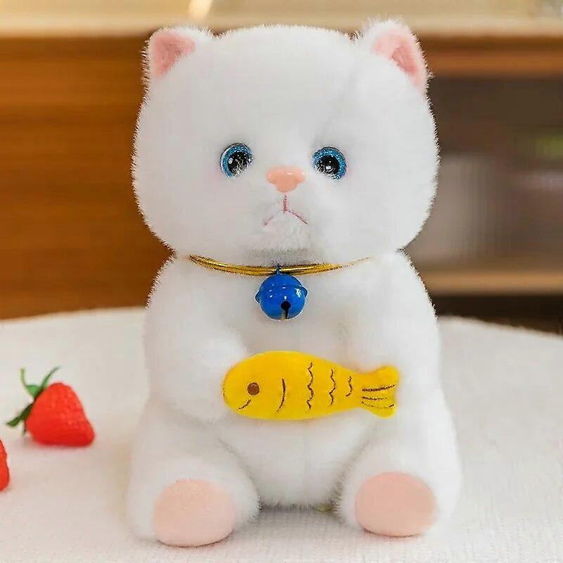 Cat Doll Holding Un pește Miau Drăguț Rag Doll Jucării de pluș Copii Ziua de naștere cadou de Crăciun Kawaii Plushies Animale umplute