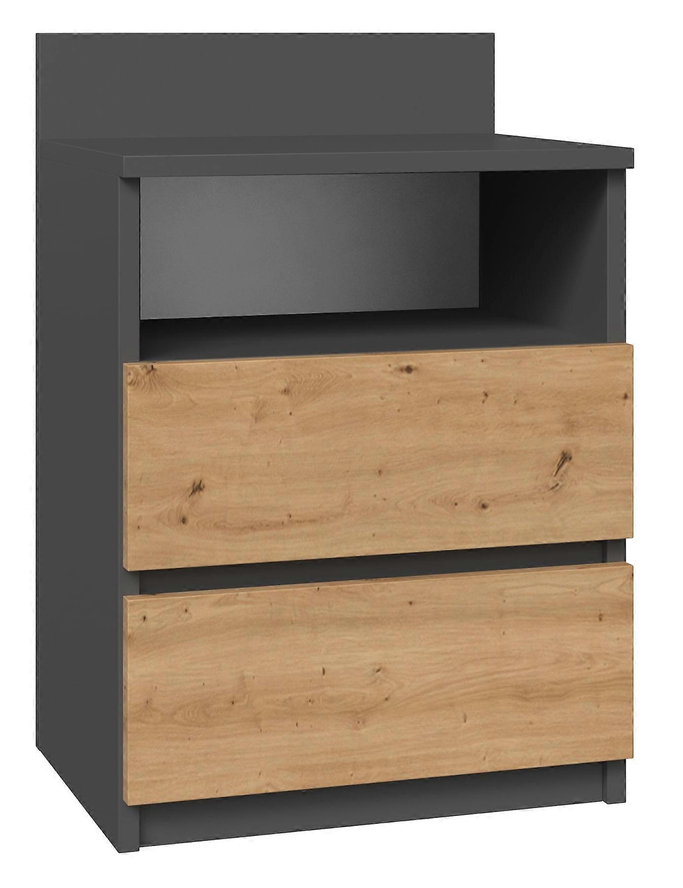 Nachttisch Malwa M1 - anthrazit / Eiche artisan