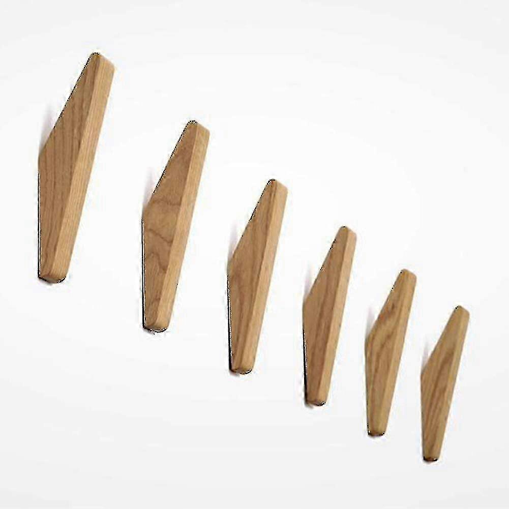 6 stykker Vintage træ kroge træ kroge 5 kg lasteevne, væg kroge badekåber Kroge Hat Kroge Coat Kroge Multipurpose Kroge Key Hooks (sæt af 6)