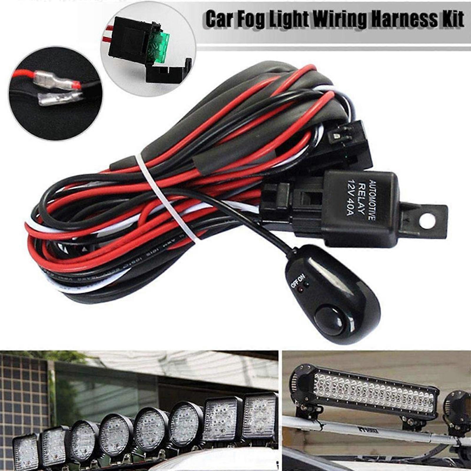 LED Work Light Bar Wiring Harness Set DC 12V 40A on Off Switch Power Relay