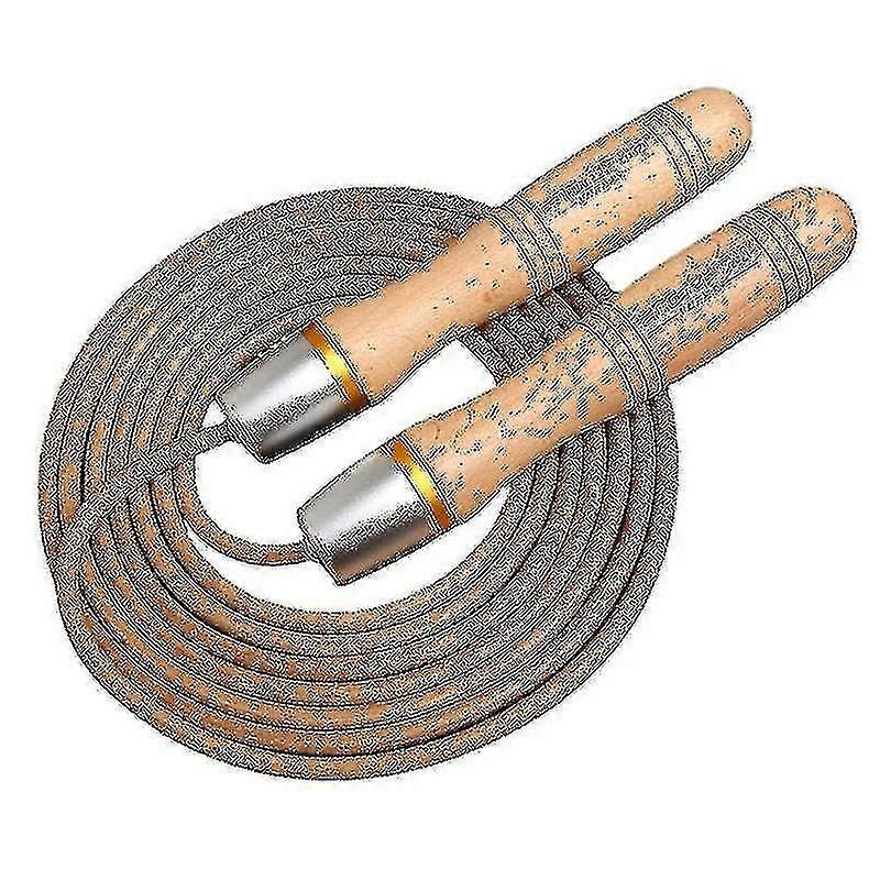 Th Universal Metal Bearing Justerbart läder hopprep (1 st, träfärg)