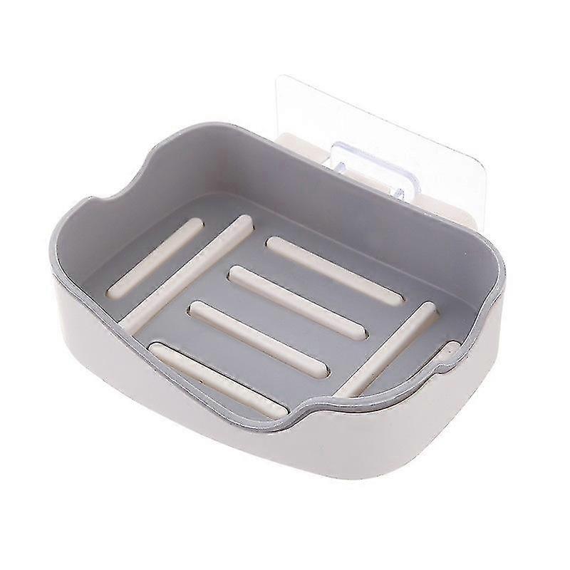 Soap Dish Gray Soap Dish No Drilling Wall Mounted Double Layer Soap Dish Sponge Soap Dish