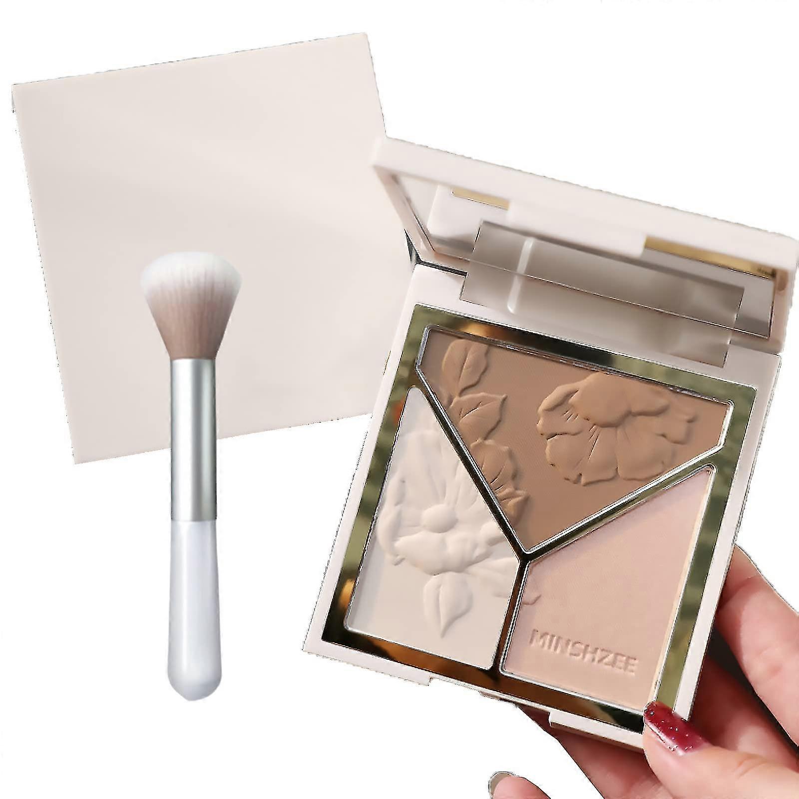 Blushers For Cheeks Make Up, Highlighter Palette 3-tone Blusher