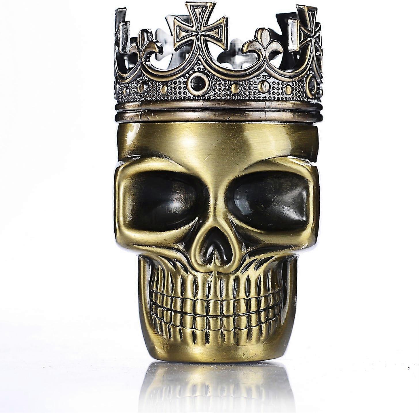 Herb Grinder King Skull Age Crowned King Skull Pollen Crusher for Spice,Coffee,Herb,Kraeuter,Spices (Bronze)