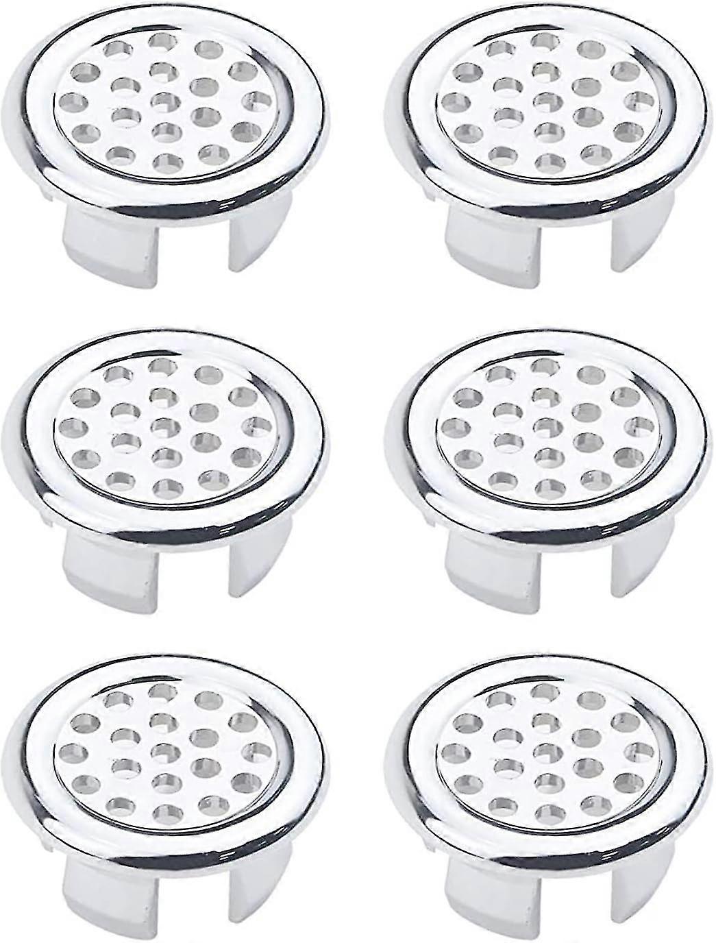 Bathroom Sink Mesh Overflow Cover, Round Insert Hole Round Lid Chrome, 3 Pcs Silver