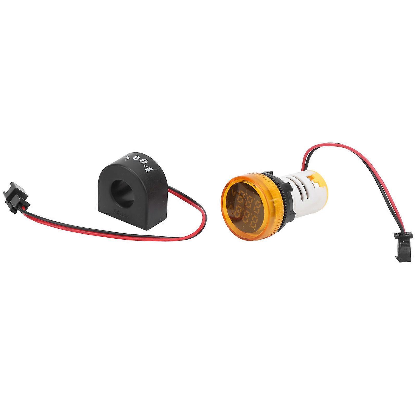 Indikatorlampa Spänning Ström Dubbel Display AC50-500V 0-100A Gul