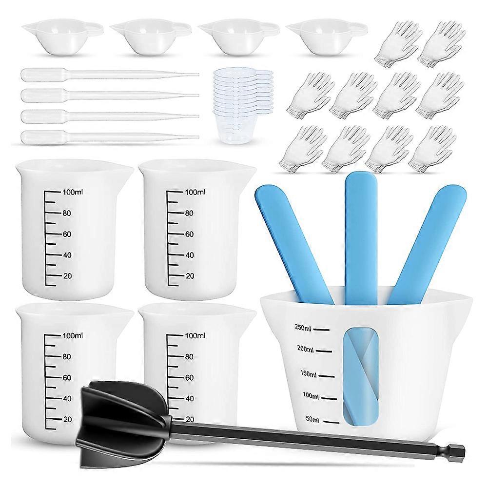 Silicone Measuring Cups for Epoxy Resin,Resin Supplies with 250&100Ml Silicone Cups for Resin,Molds
