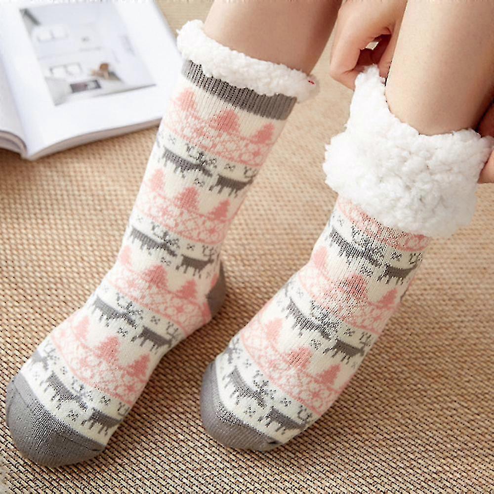 Bas de Noël pour femmes Mid Calf Extra Thick Fleece Lined Soft Floor Slipper Chaussettes