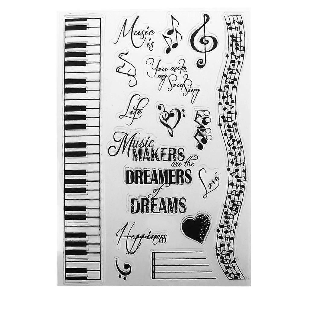 Music Theme Clear Silicone Stamp Reusable Transparent Seal Embossing Tools