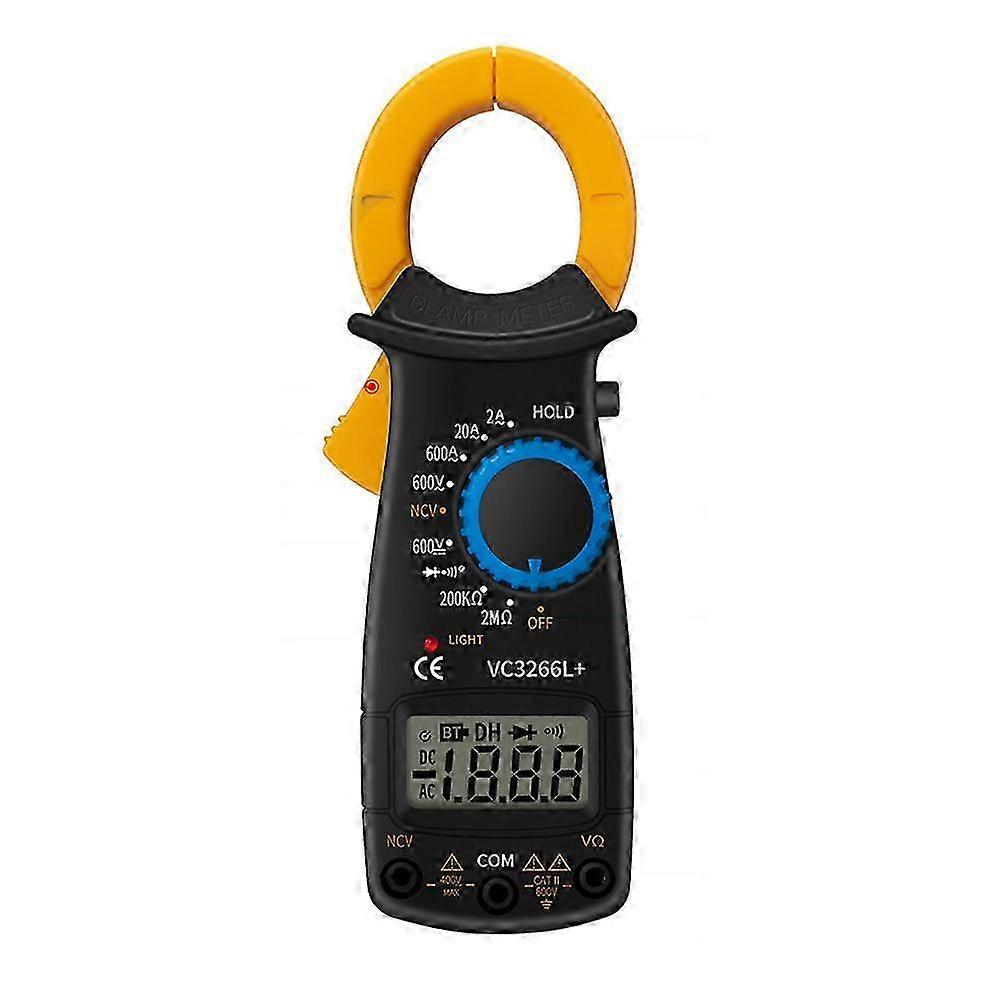 Digital Clamp Meter Multimeter Measures Resistance Alternating and Direct Current Voltage Earth Live Line Diodes Yellow