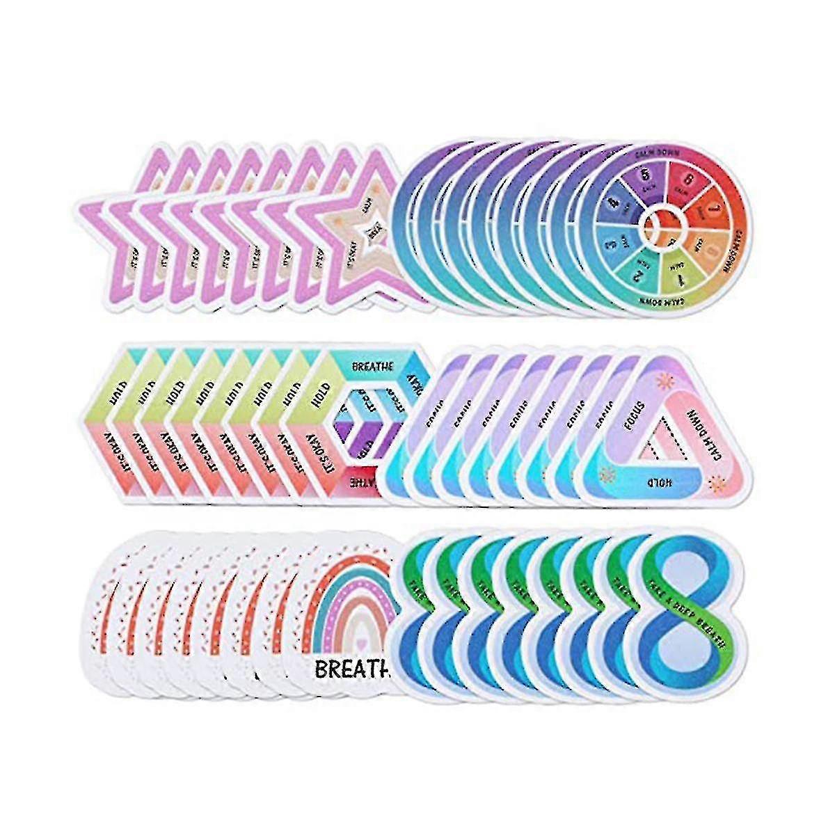 48pcs Calm Stickers Compatible With Anxiety Sensory Stickers, 6 Styles Fidget Tactile Rough Textured Strips, Re