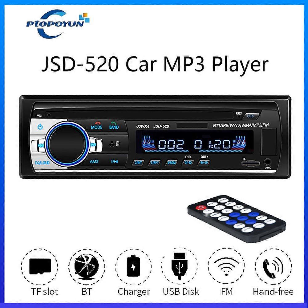 Car Radio with Bluetooth Autoradio JSD-520 MP3 Player FM Audio Stereo Receiver Music USB/TF In Dash 1 DIN AUX Input