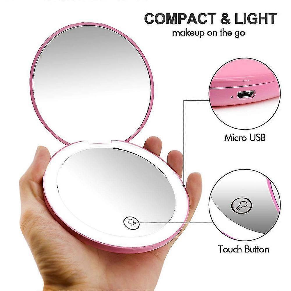 Compact Rechargeable Lighted Makeup Mirror For Travel | Fruugo FI