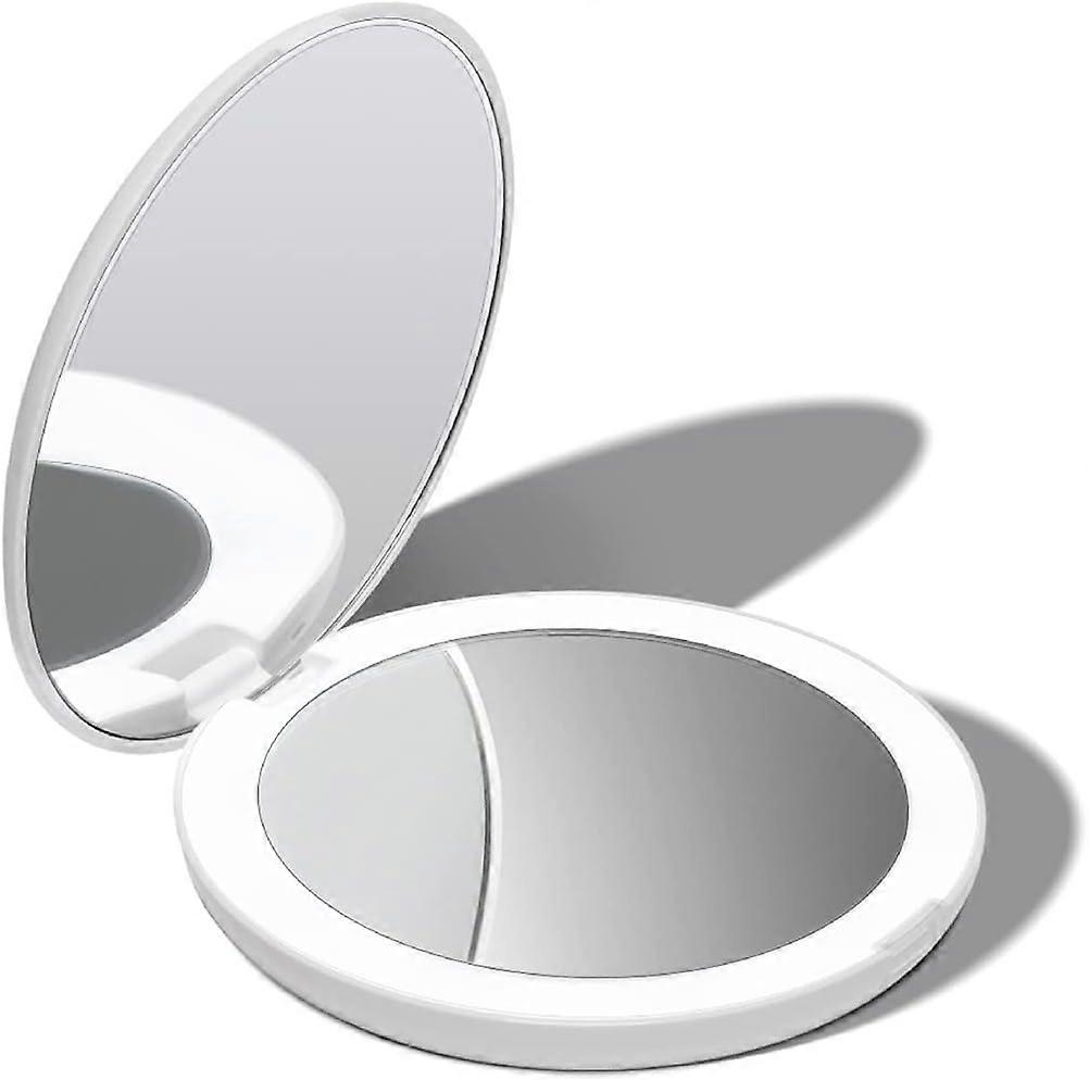 LED lighted pocket mirror, natural light white makeup mirror, compact and portable for travel
