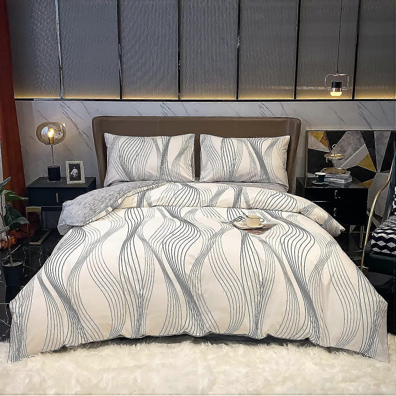 Twin Size 100% Nature Cotton Duvet Cover Set, Ultra Soft and Breathable Printed Comforter Cover Set with Zipper Closure and Corner Ties