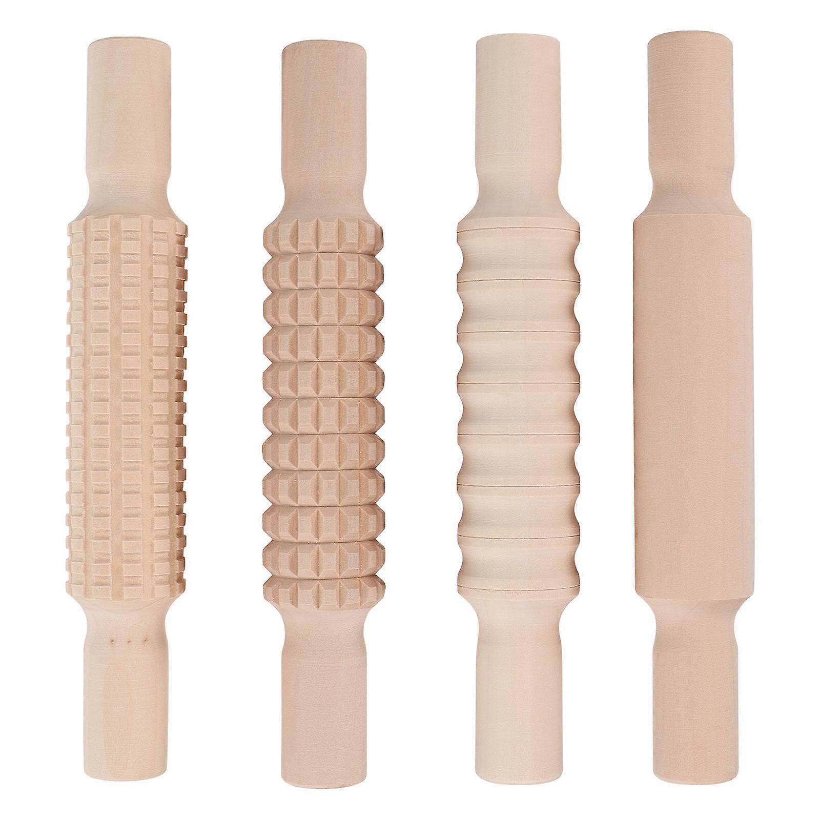 4pcs Wooden Rolling Sticks DIY Handle Baking Rolling Tools Dough Rollers