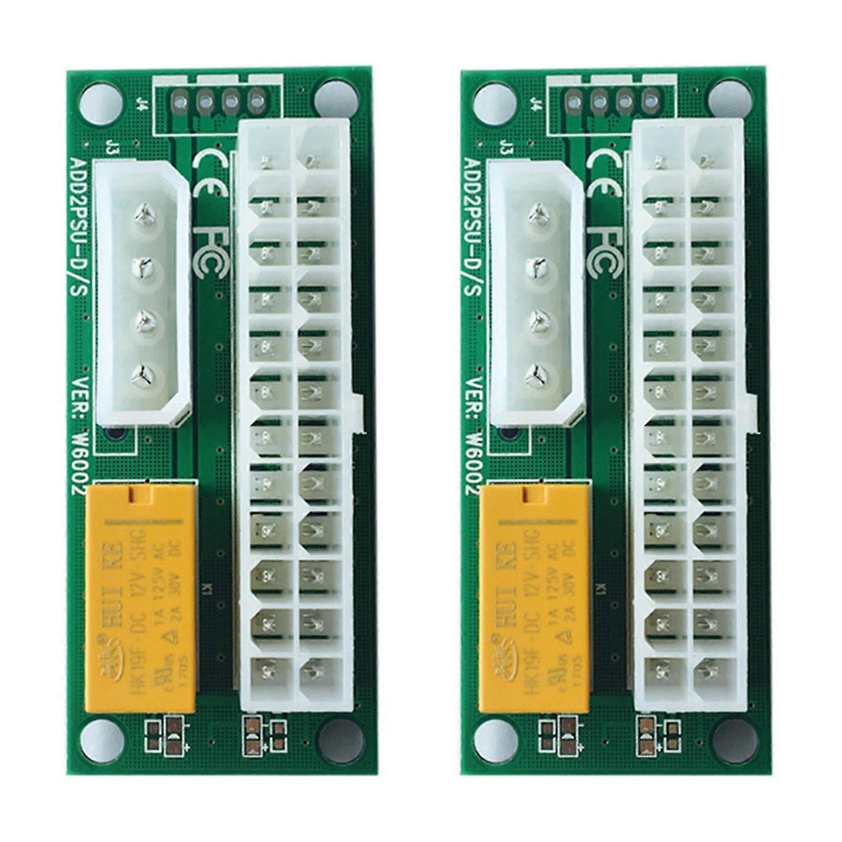 2pcs Dual Psu Adapter Atx 24pin To 4pin Sync Card Add2psu Riser Adapter Extender For Btc Miner Mini