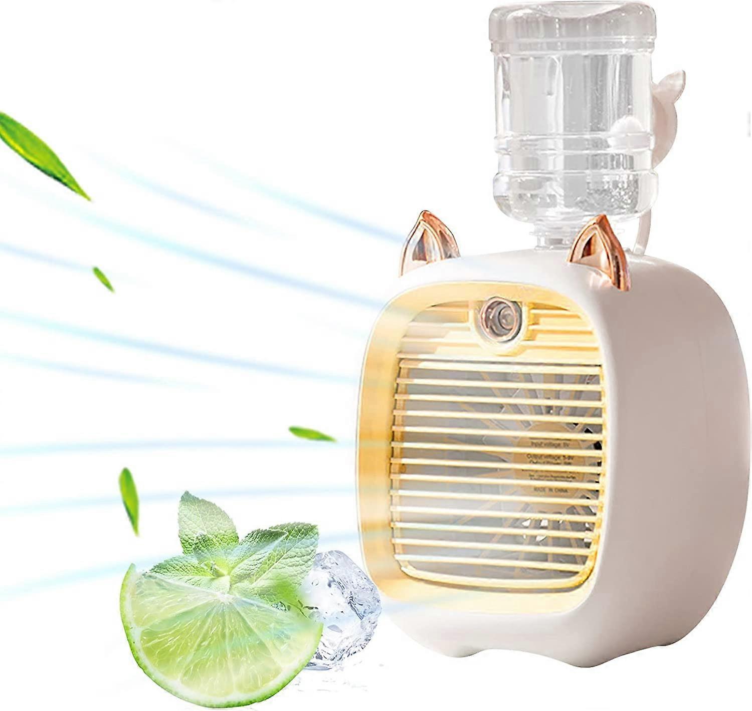 Rechargeable Portable Mini Air Conditioner Fan with 3 Adjustable Speeds and Humidifier Function(Yellow)