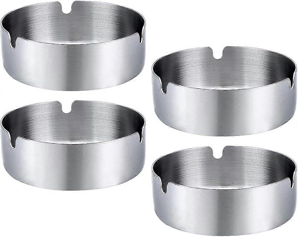Round Stainless Ashtray - Windproof Metal Ashtray 2 Pcs