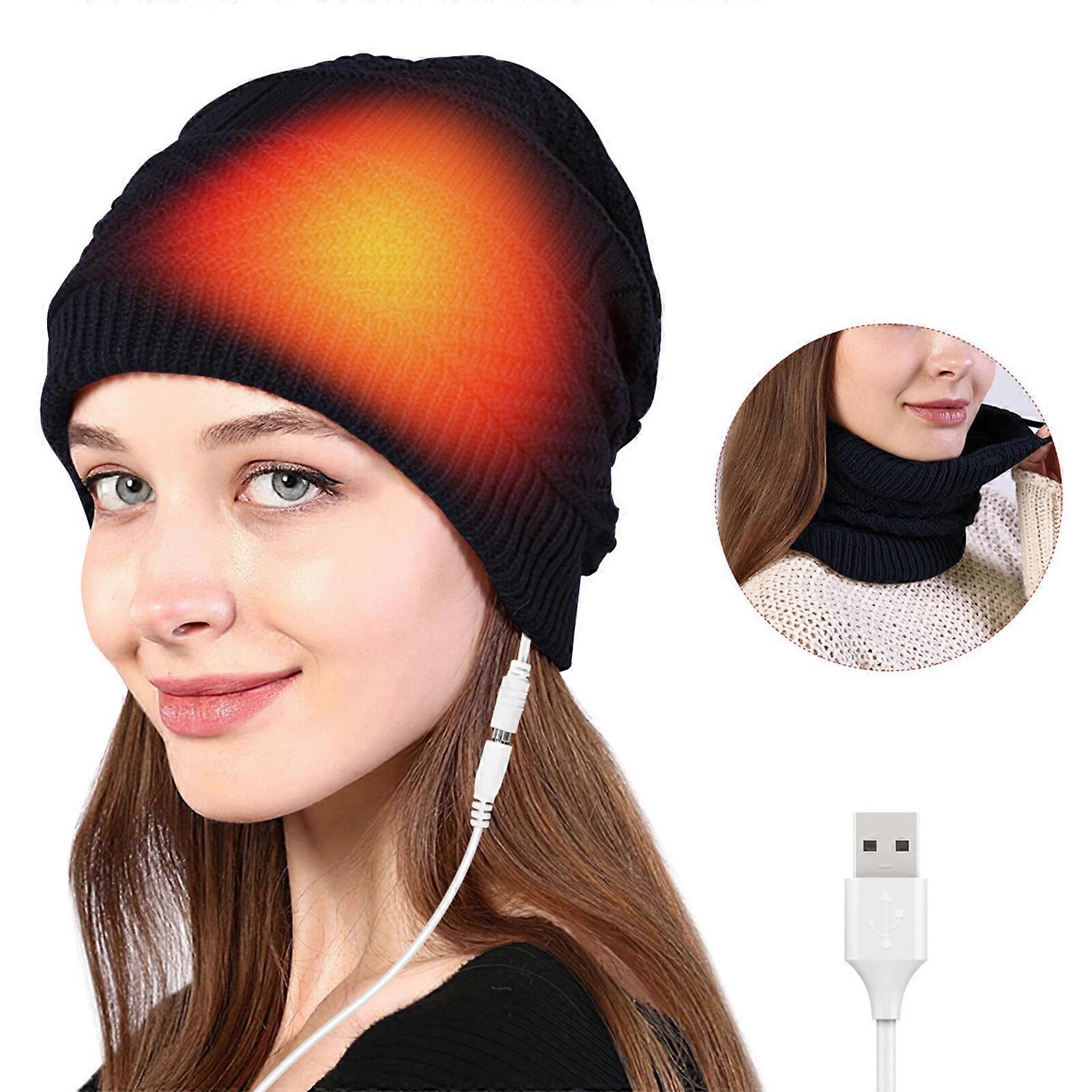 New Electric Warm Heated Beanie Hat,Electric Rechargeable Warm Winter Heated Cap