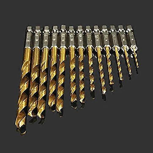 13x HSS Hex Shank Drill Bit Set Quick Change Titanium Coated Twist 1.5-6.5mm QinHai