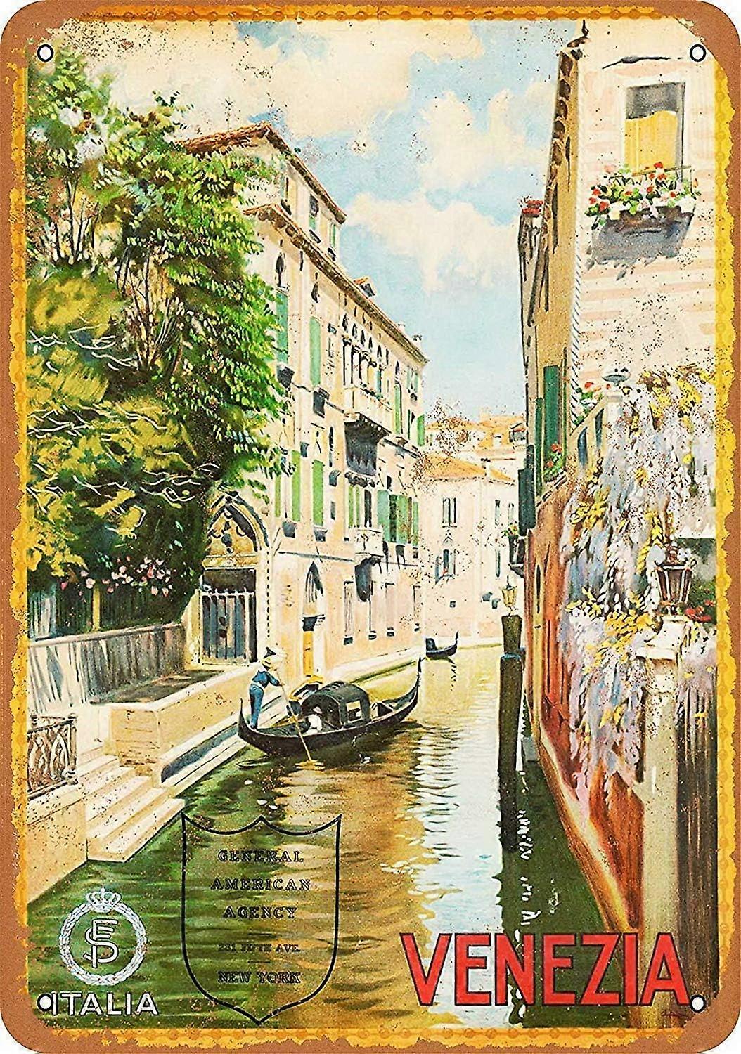 البندقية إيطاليا القصدير علامة خمر الجدار ملصق الرجعية الحديد اللوحة ورقة معدنية لوحة لبار مقهى المرآب المنزل هدية عيد ميلاد الزفاف