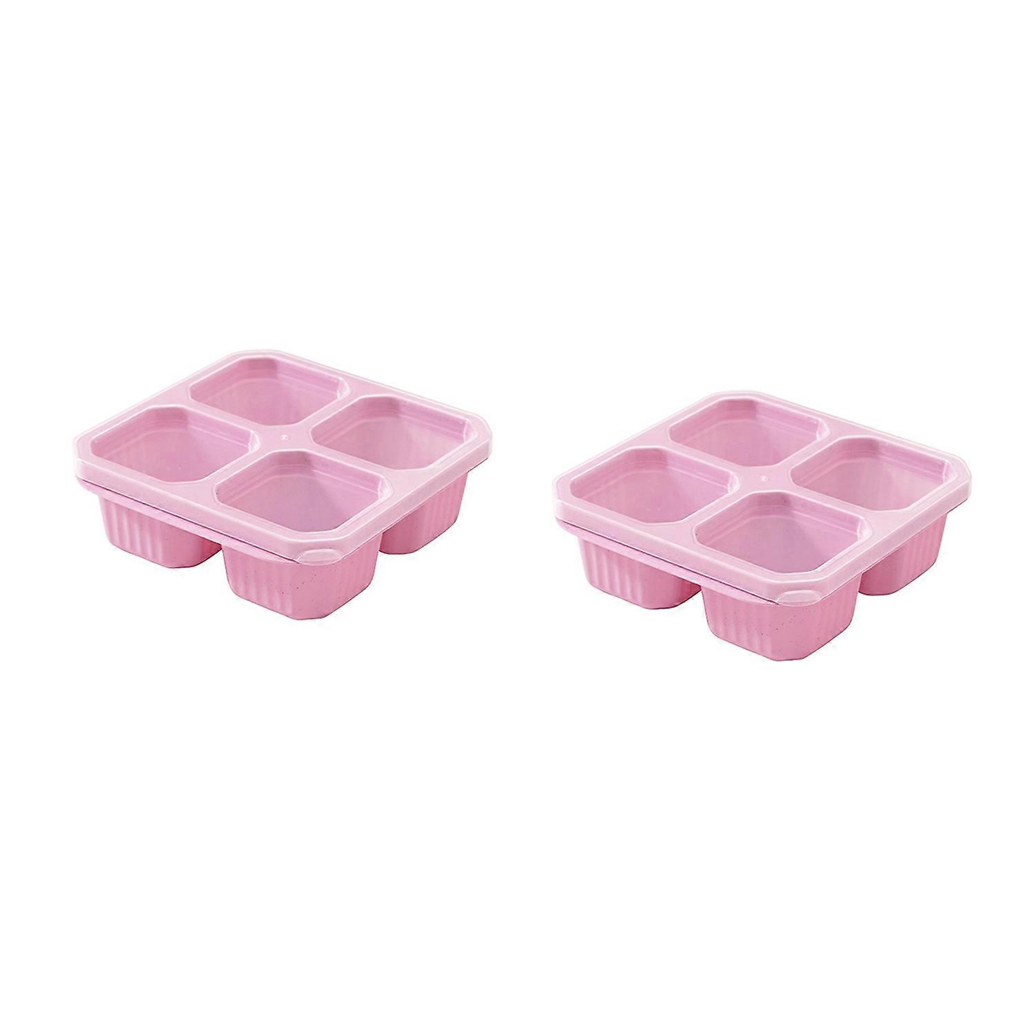 2Pcs Lunch Bento Box 4 Compartment Divided Food Storage Containers 125ml Stackable Snack Boxes for