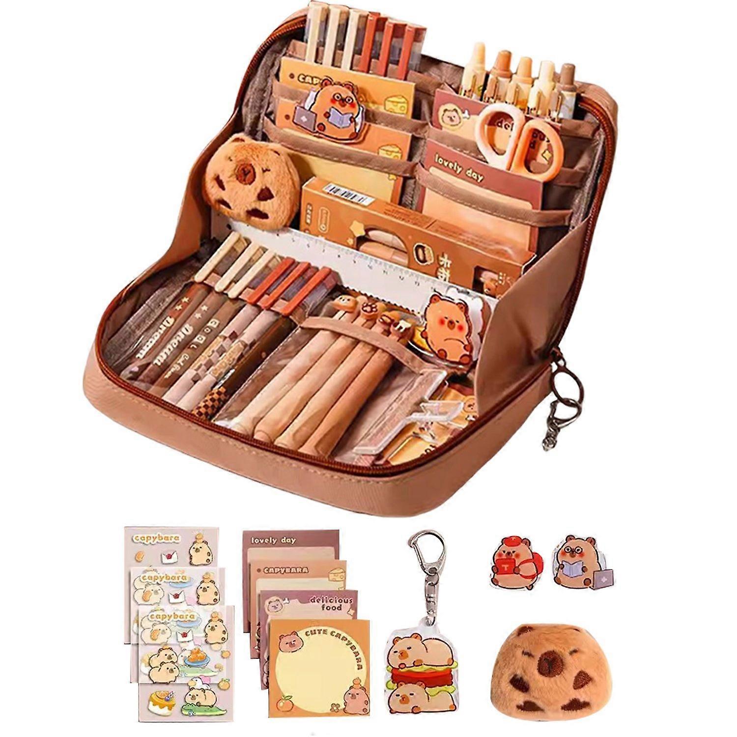 Pencil Case with Multi Compartments Large Opening Zipper Placket Storage System Stationery Bag