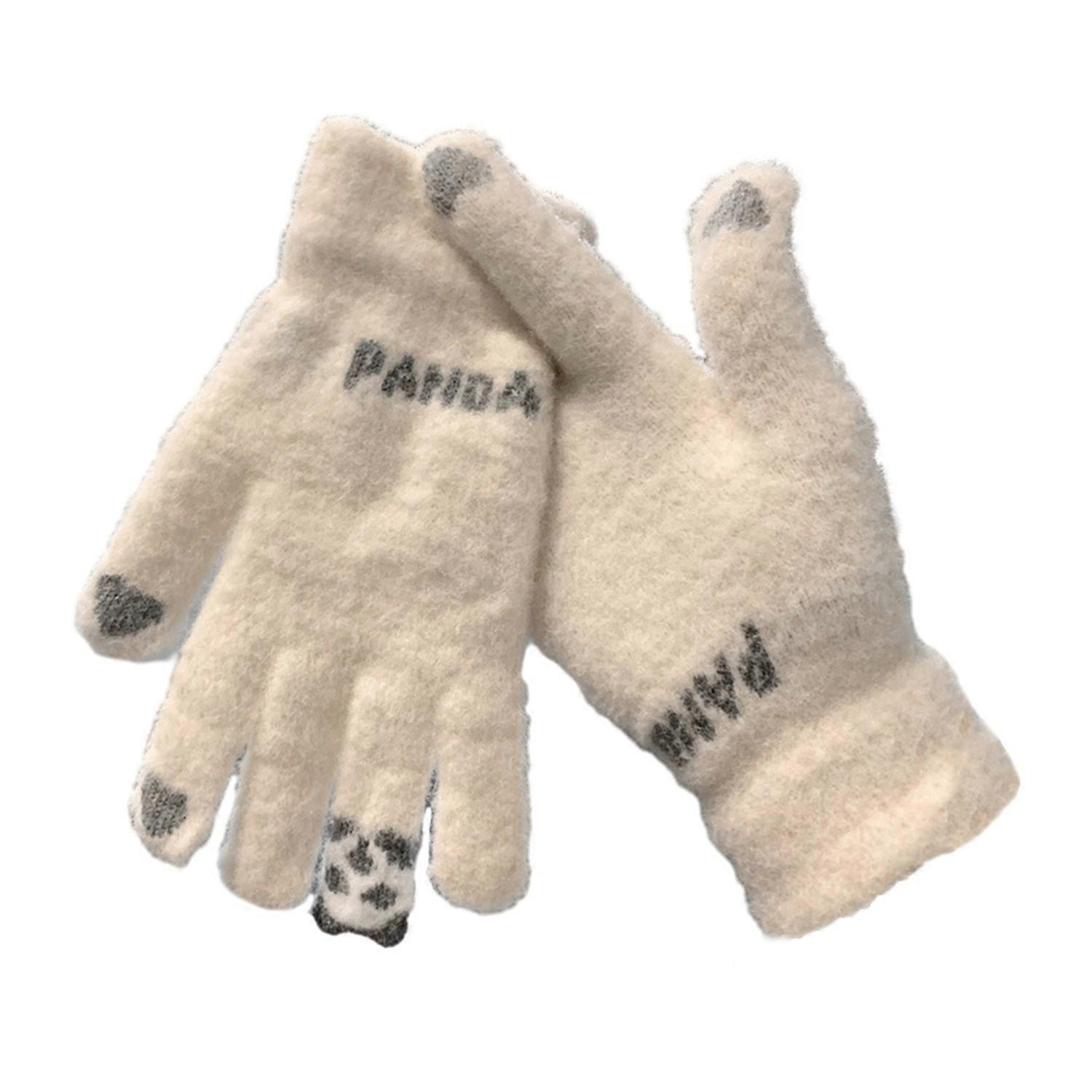 1 Pair Winter Unisex Gloves Windproof Thickened Warm Color Matching Five Fingers Elastic Cuff