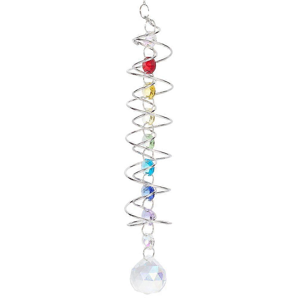 Glass Round Suncatchers Hanging Ornaments with Alloy Findings Colorful 460mm