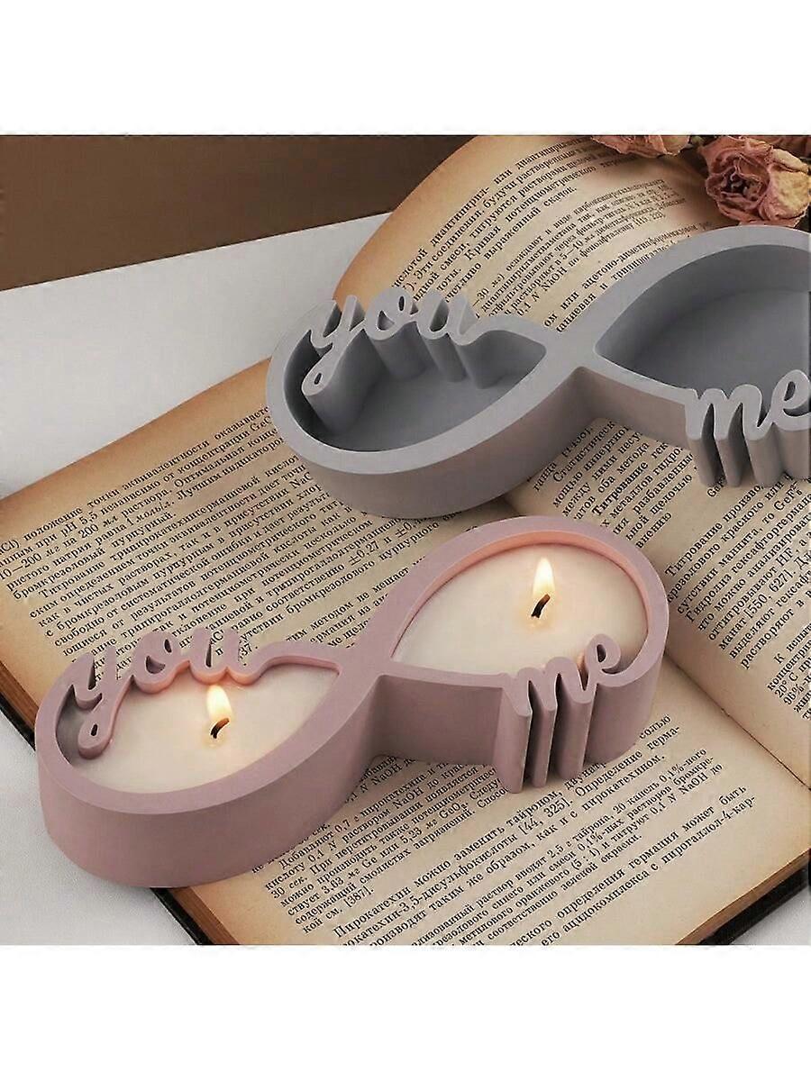 DIY الراتنج الأسمنت الجص شمعة كأس "أنا أحبك" زوجين حاوية تخزين جرة مرآة سيليكون العفن