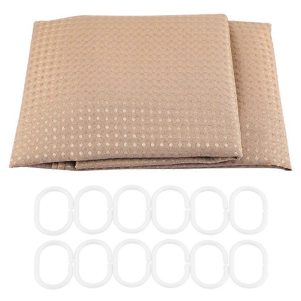 Polyester Mildewproof Waterproof Shading Bathroom Bath Shower Curtains with Hook(Light Coffee)