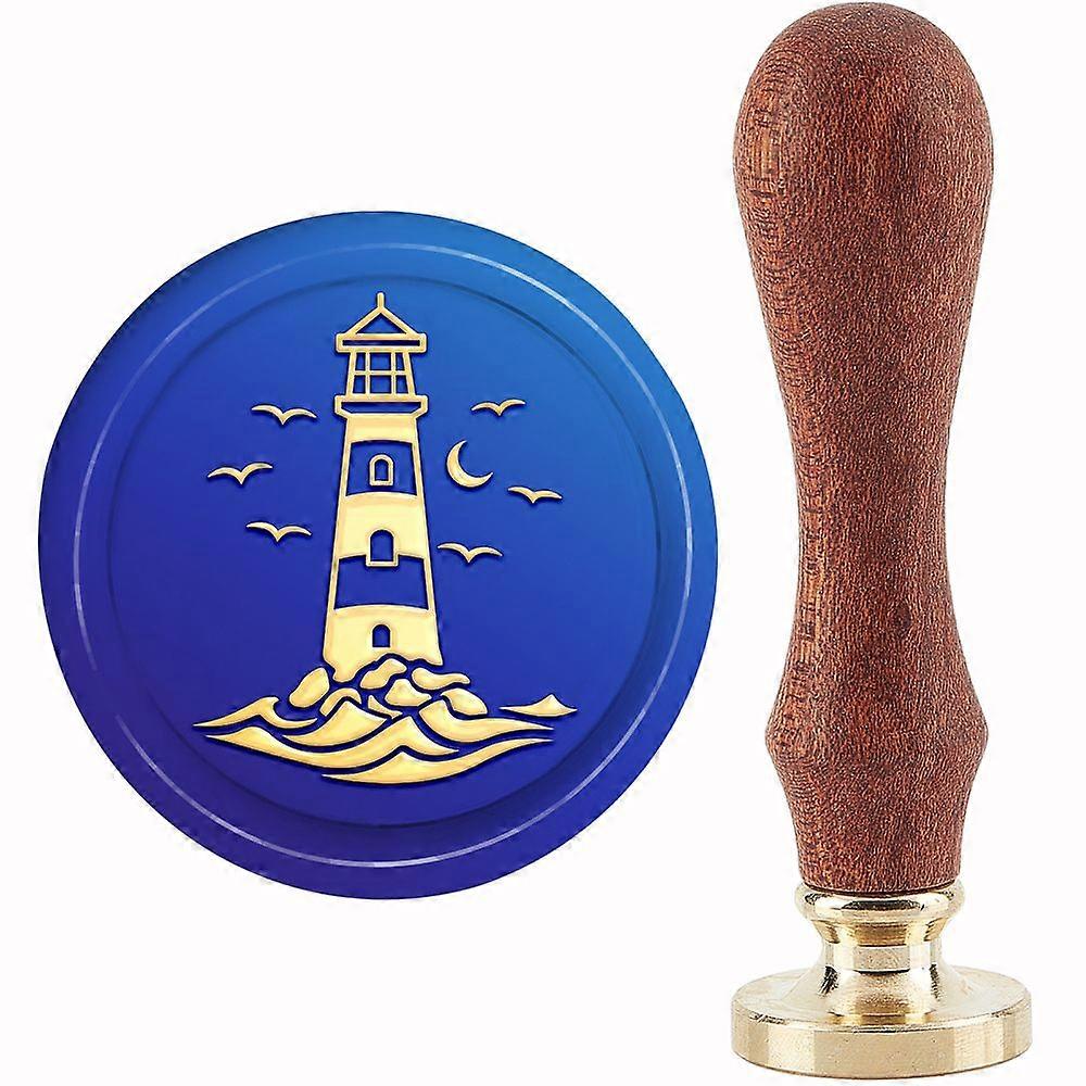 1Set Brass Wax Seal Stamp with Handle for DIY Scrapbooking Lighthouse Pattern 89x30mm