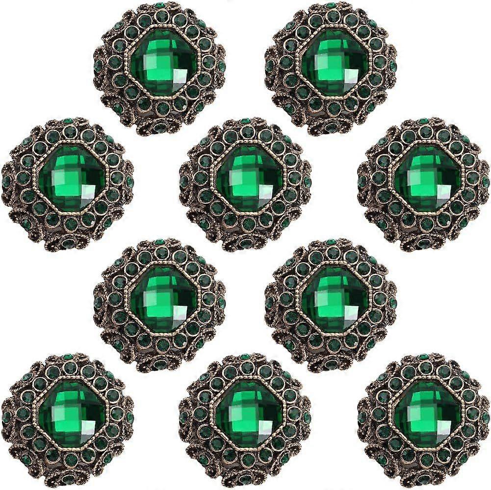 10Pcs Emerald Button Base Sewing Shank Buttons 23 * 23mm Metal Sew on Buttons Square Clothes Art Button for Uniforms Suits Blazer Coat Jacket