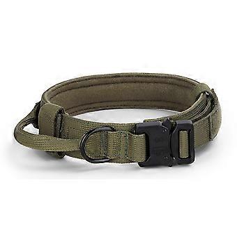 Coleira de Adestramento de Cães Profissional de Nylon Webbing Proteção do Pescoço Ajustável Pet Collar para Cães de Grande Porte Verde L