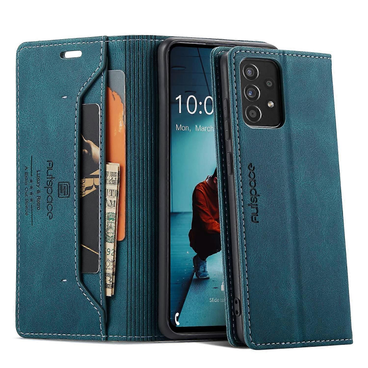 For Samsung Galaxy A40 Wallet Case AUTSPACE A01 Leather Stand Cover with RFID Blocking Card Holder -