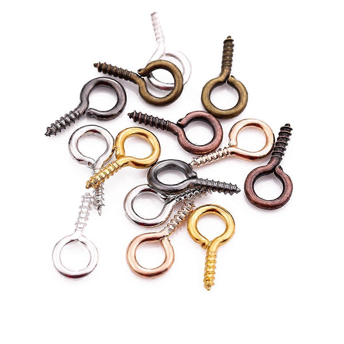 200Pcs Small Tiny Mini Eye Pins Eyepins Hooks Eyelets Screw Threaded Clasps Hooks For DIY Jewelry Making Findings