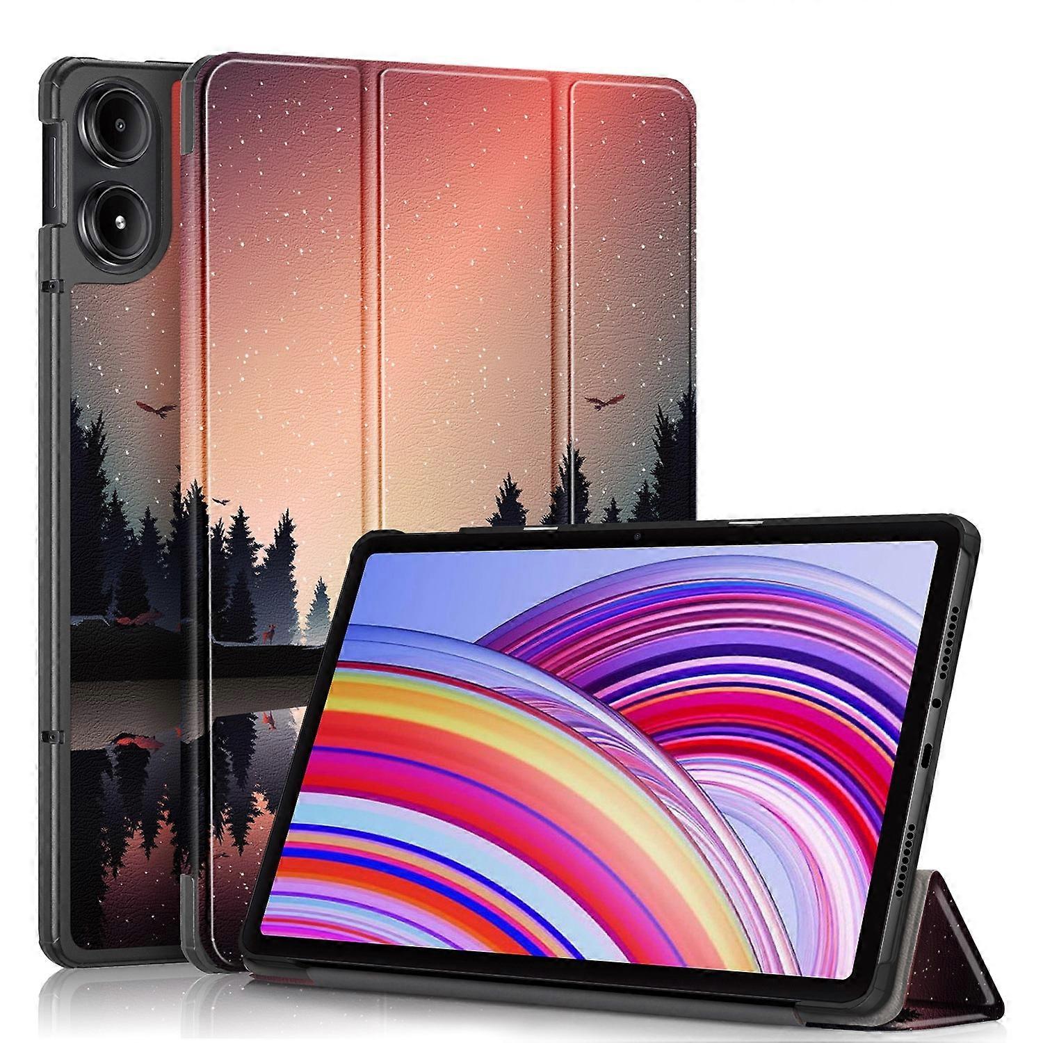 Custer Painted 3-Fold Stand Leather Smart Tablet Case