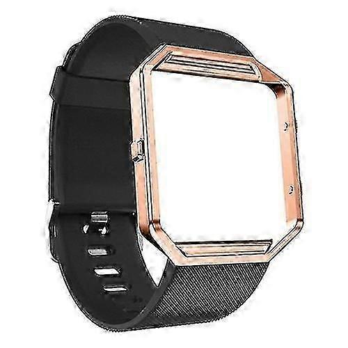 Soft Silicone Watch Band Replace Sport Strap with Rose Gold Frame for Fitbit Blaze