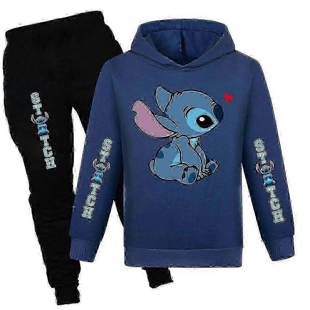 Lilo Stitch Print Kids Tracksuit Set Boys Girls Casual Hooded Hoodie Sweatshirt Jogr Pants Outfit Activewear