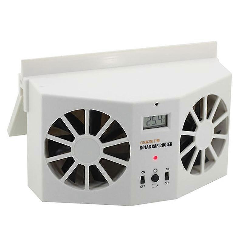 2W Solar Powered Car Auto Air Vent Cool Fan Cooler Ventilation System Radiator, with Temperature Display
