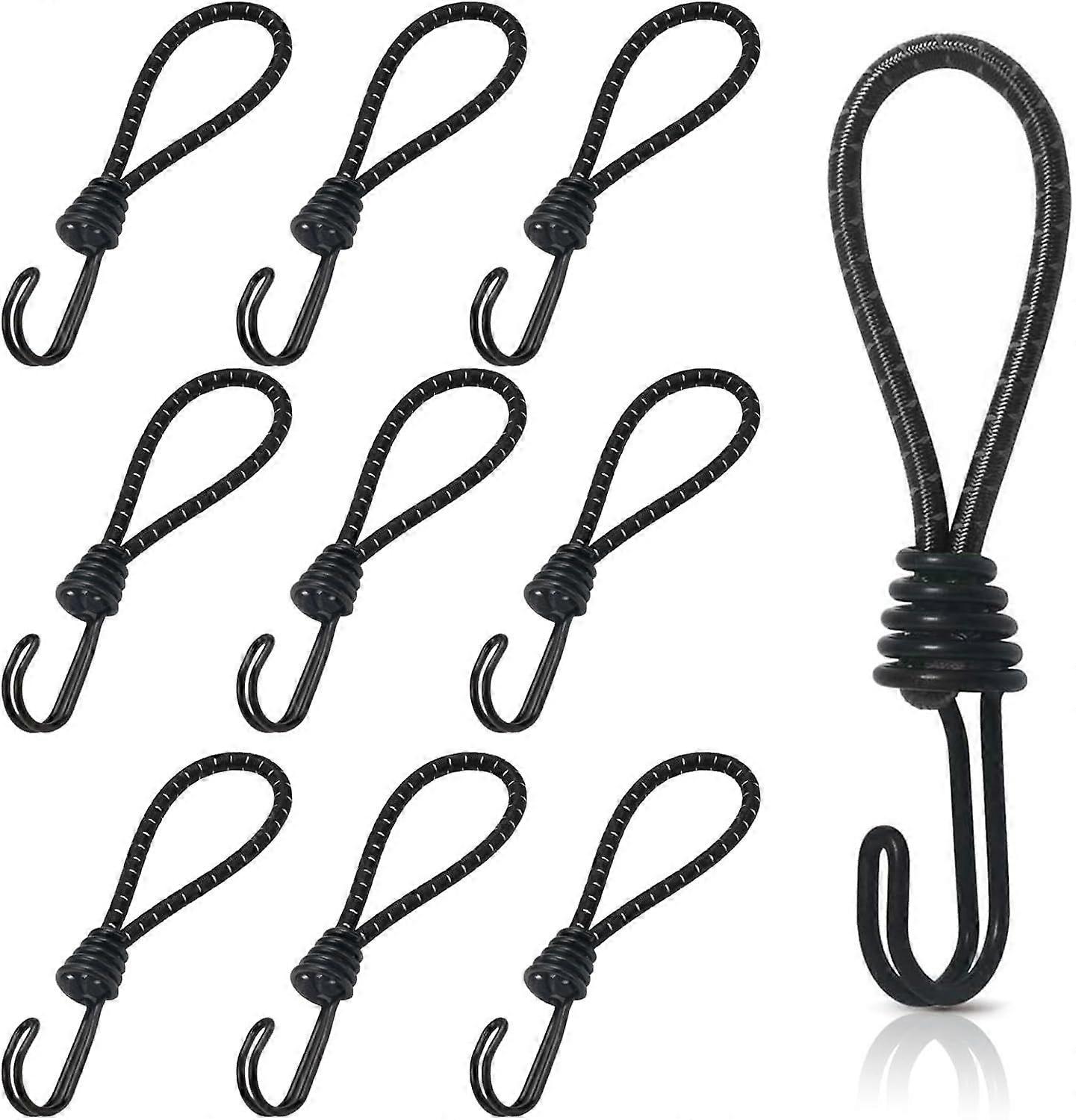 10pcs Rubber Tensioner with Spiral Hooks, Short Bungee Cord Hook, Tarp Tensioners with Double Hooks, 15cm